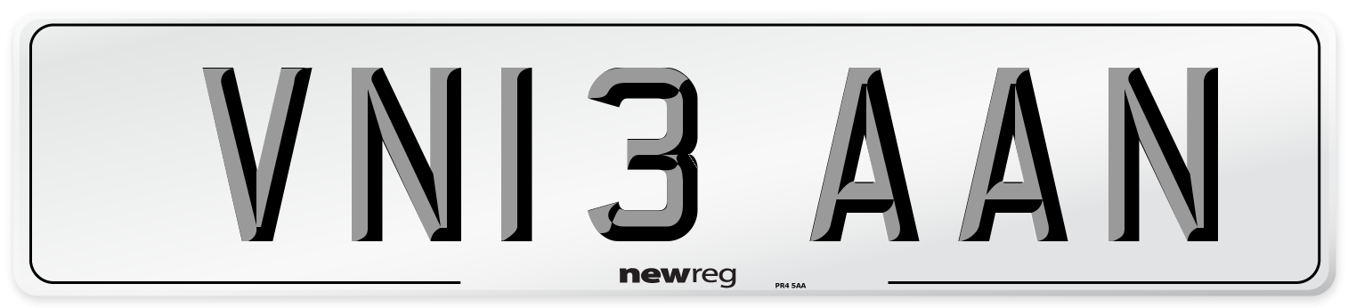 VN13 AAN Number Plate from New Reg